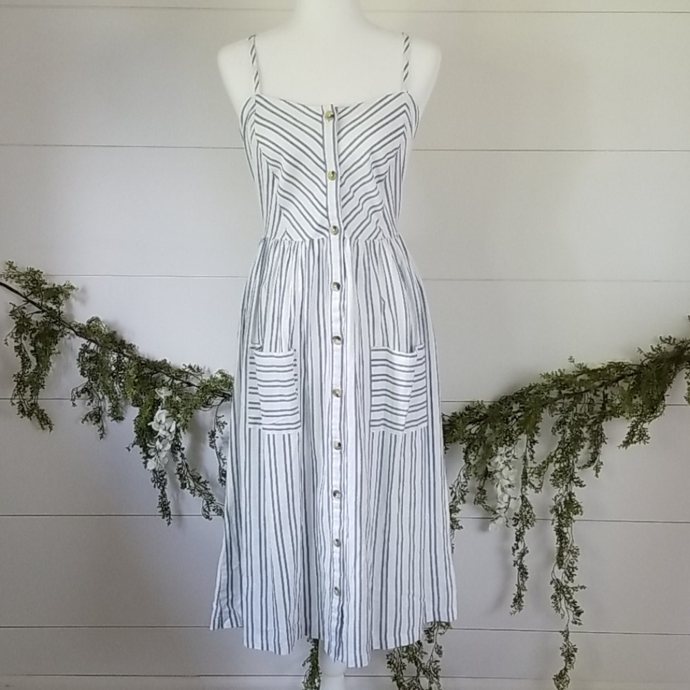 NWOT Nordstrom's Sneak Peek Linen Blend Midi Dress